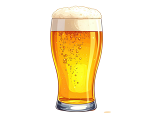Illustration of a tall beer glass with golden liquid and foamy head