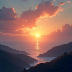 sunset in the mountains