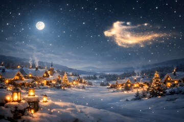 Naklejka premium Spirit of Christmas Winter Night Background
