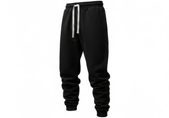 Black jogger sweatpants with white drawstring