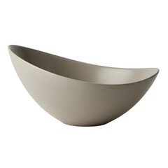 Beige ceramic serving bowl with modern asymmetrical design on transparent background