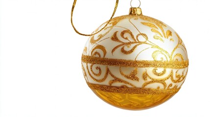 Festive gold rim ornament isolated on white background