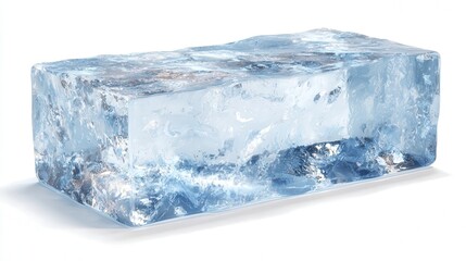 Frosted crystal block graphic isolated on white background