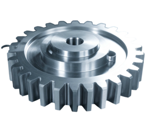 Polished metal gear with precision teeth and central opening