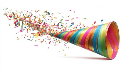 Naklejka premium Festive party horn colorful isolated on white background