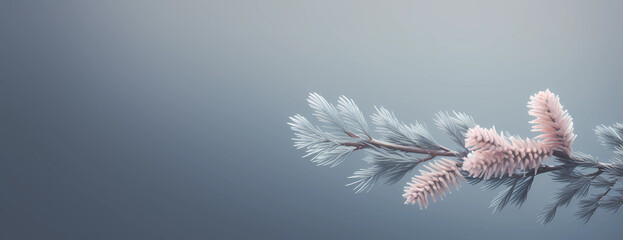 Fir branch with a layer of frost