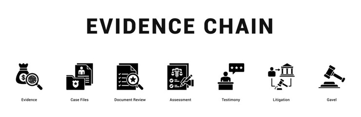 Evidence Chain Modern and clean web banner illustration featuring thematic icons for visual communication