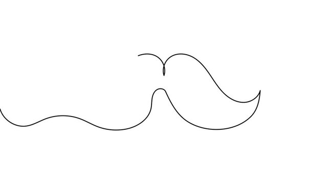 Mustache icon continuous one line drawing single art fashionable men's style barbershop 4k animation video