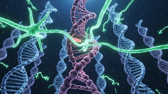 Diagonal perspective of gene suppression process using rna interference highlighting biotechnology innovation and precision medical research
