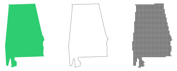 Map USA States Alabama Outline Dots