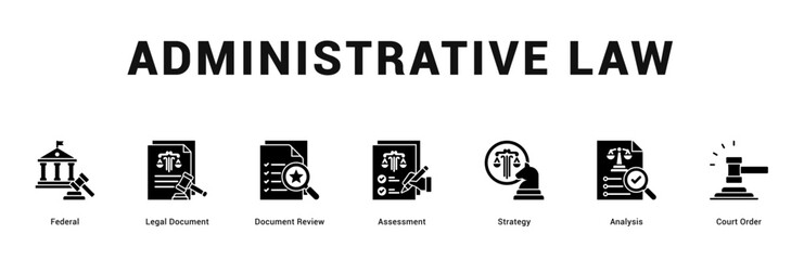 Administrative Law Modern and clean web banner illustration featuring thematic icons for visual communication