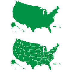 Map USA States All Separated Solid