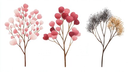 Floral winter stem simple graphic isolated on white background