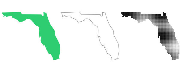 Map USA States Florida Outline Dots