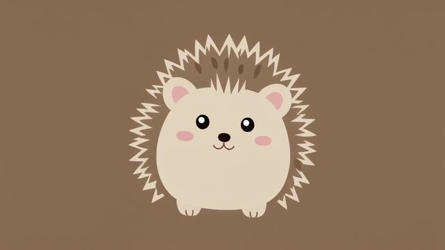 Charming Hedgehog Flat Vector Animation Simple Cartoon Style with Thick Outline