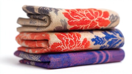 Folded kimono fabric swatch isolated on white background