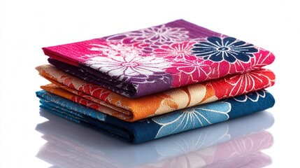 Folded kimono fabric swatch isolated on white background