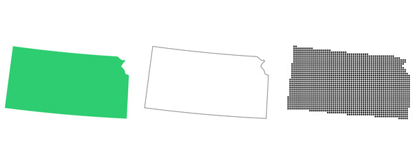 Map USA States Kansas Outline Dots