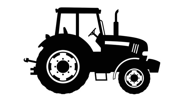 Silhouette of a modern agricultural tractor side view.