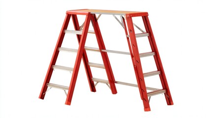 Folding ladder isolated on white background