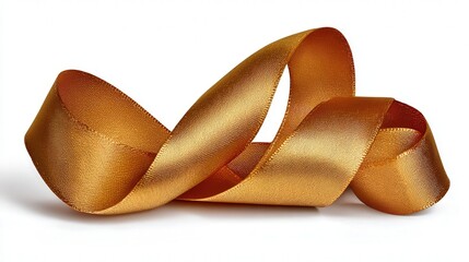 Folded satin ribbon isolated on white background