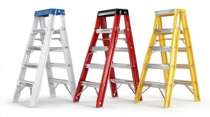 Folding ladder isolated on white background