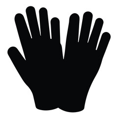 Obraz premium Two black silhouettes of gloves on a white background for protection