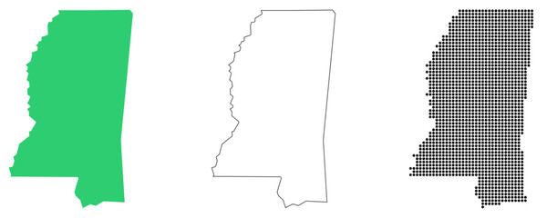 Map USA States Mississippi Outline Dots
