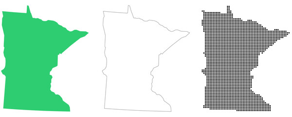 Map USA States Minnesota Outline Dots