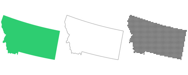 Map USA States Montana Outline Dots