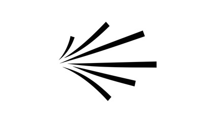 Abstract graphic symbol representing radiating lines and movement.
