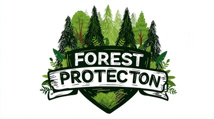 Forest protection badge isolated on white background