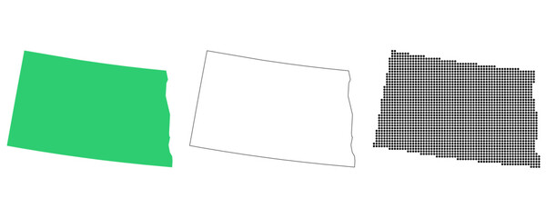 Map USA States North Dakota Outline Dots