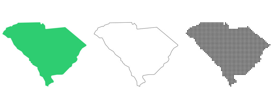 Map USA States South Carolina Outline Dots
