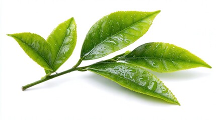 Obraz premium Fresh green tea leaf isolated on white background