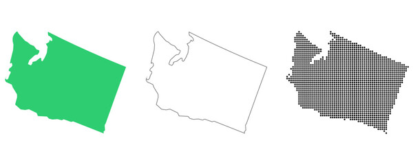 Map USA States Washington Outline Dots