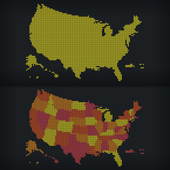 Map USA Dots All States Separated
