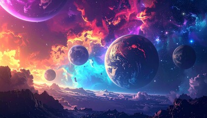 Abstract planets and space background