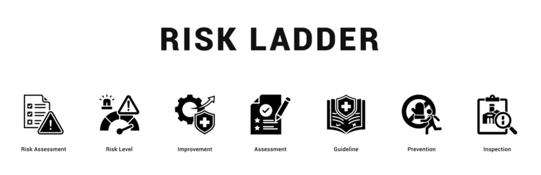 Risk Ladder Modern and clean web banner illustration featuring thematic icons for visual communication