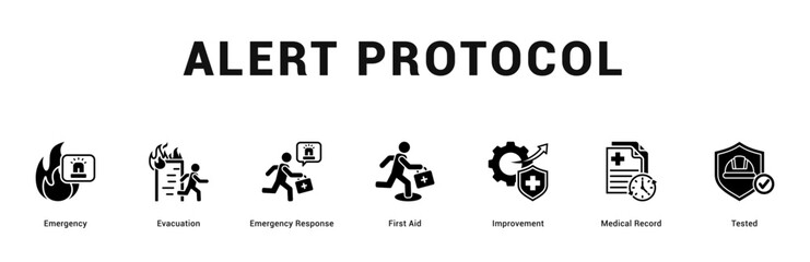 Alert Protocol Modern and clean web banner illustration featuring thematic icons for visual communication