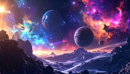 Abstract planets and space background