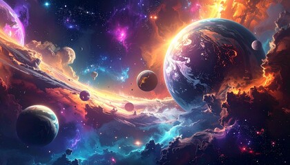 Abstract planets and space background