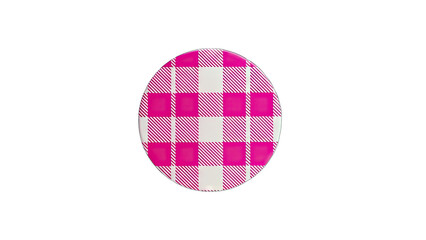 Pink Gingham Patterned Round Object Isolated on White