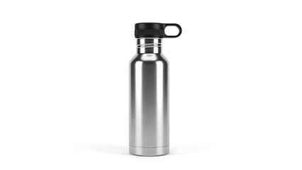 Stainless steel water bottle with black lid