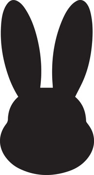 Cute rabbit head silhouette vector flat design on white background