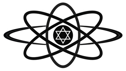 Stunning atom symbol with Star of David, modern design element