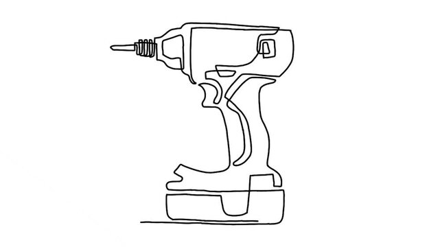 continuous line animation of electric drill