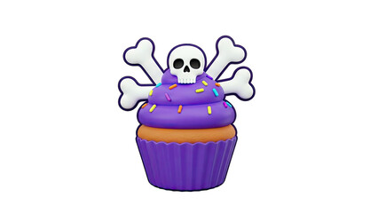 Halloween Cupcake with Skull and Crossbones Decoration