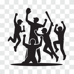 Baseball Team Celebration Silhouettes – Jumping and Cheering Players