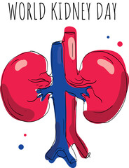 hand drawn world kidney day poster